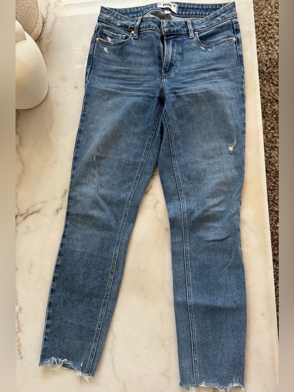 Paige skinny jeans with raw cut Size 27